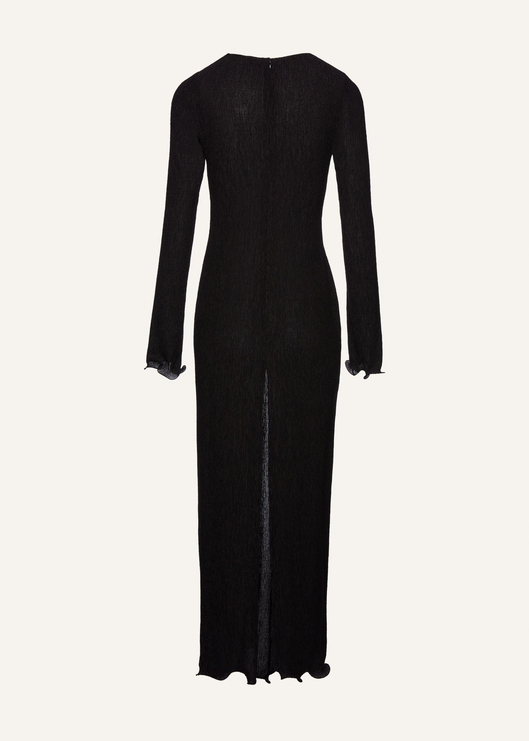 Long sleeve crepe beach maxi dress in black Product Image