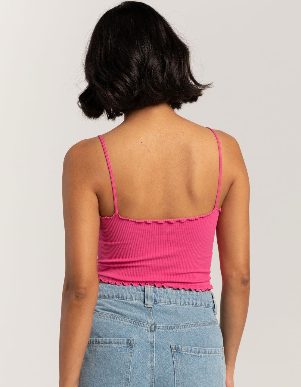 FULL TILT Seamless Lettuce Edge Womens Cami - PINK Product Image