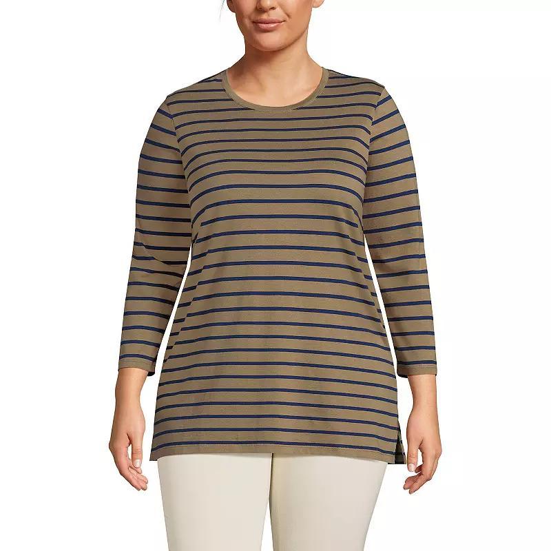 Plus Size Lands' End Supima Cotton Relaxed Fit Crewneck Tunic, Women's, Size: 3XL, Soft Orchid Stripe Product Image