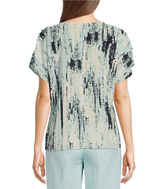 Calvin Klein Round Neck Short Sleeves Woven Print Top Product Image
