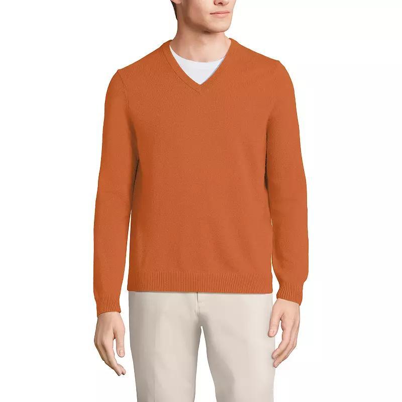 Men's Lands' End Fine-Gauge Cashmere V-neck Sweater, Size: Large, Fresh Red Product Image