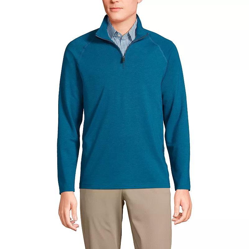 Men's Lands' End Long Sleeve Raglan French Terry Quarter Zip Sweatshirt, Size: XL, Dark Camel Grey Product Image