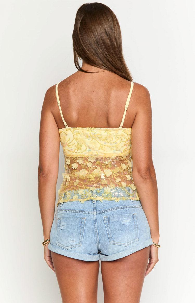 Isabella Yellow Sequin Strapless Top Girls Product Image