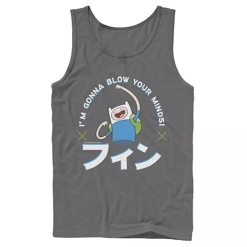 Men's Adventure Time Finn I'm Gonna Blow Your Minds Kanji Portrait Tank Top, Size: Large, Black Product Image