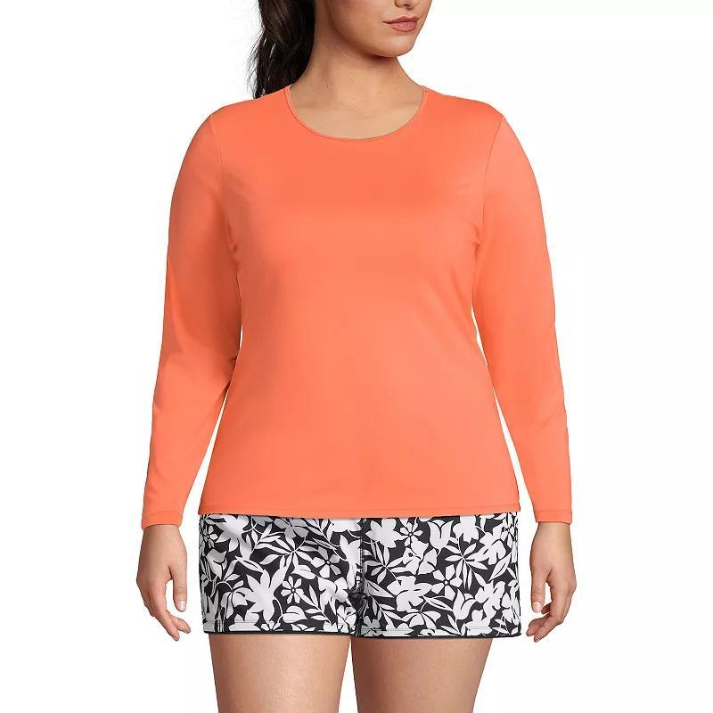 Plus Size Lands' End UPF 50 Long Sleeve Rash Guard, Women's, Size: 2XL, Blue Mini Stripe Product Image