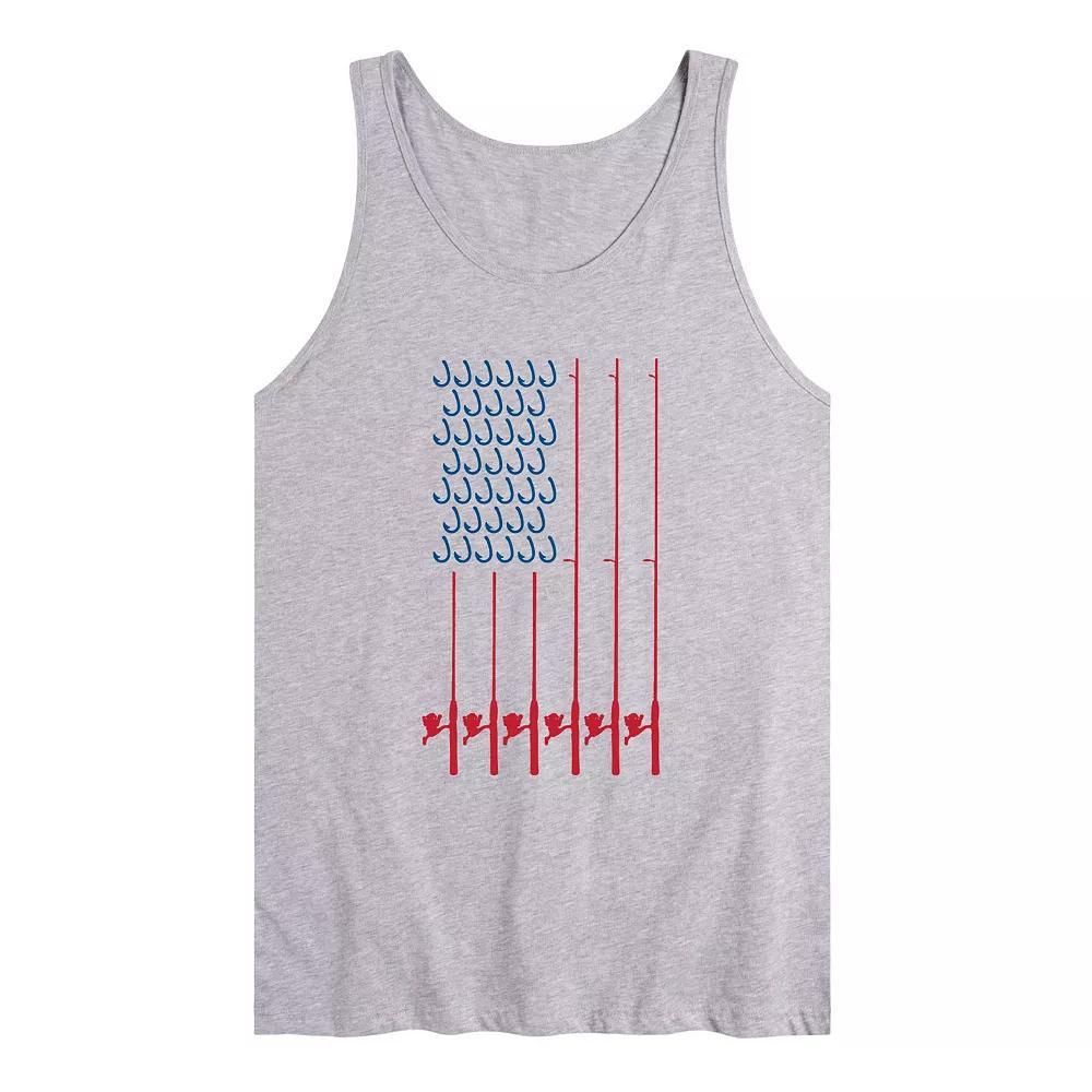 Mens Fishing Pole Americana Flag Graphic Tank Top Product Image