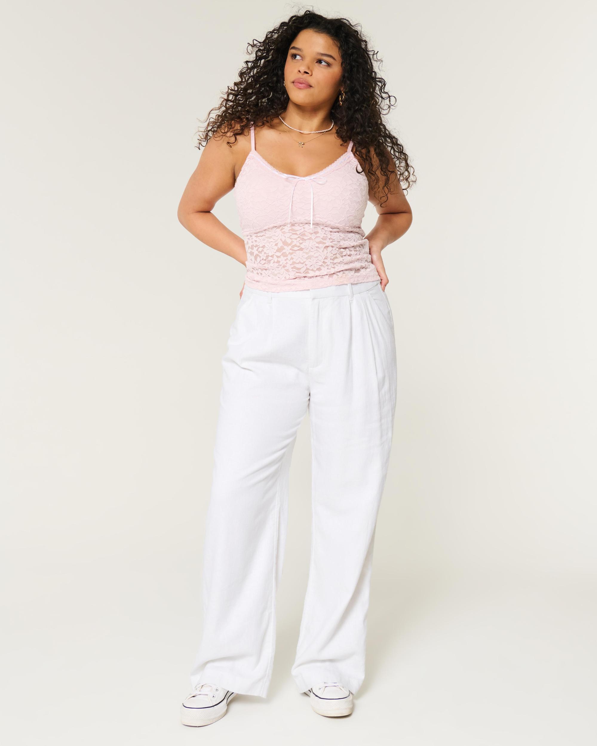Hollister Livvy Ultra High-Rise Linen-Blend Wide-Leg Pants Product Image