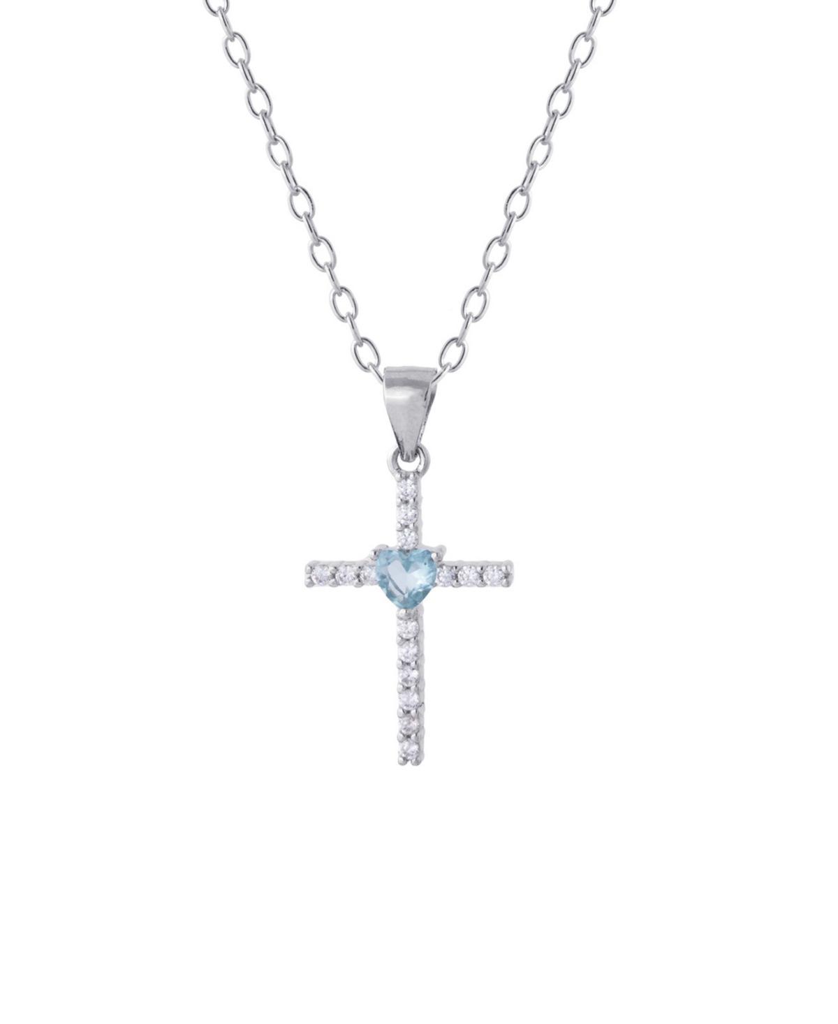 Main and Sterling Sterling Silver Cubic Zirconia Cross & Colored Glass Heart Necklace, Women's, Size: 18", Sterling Red Product Image
