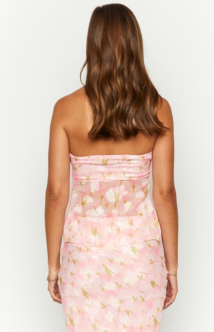 Jacqulin Pink Floral Strapless Top Product Image