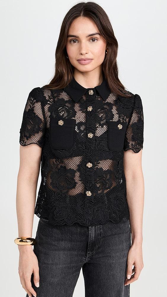 Self Portrait Black Lace Top | Shopbop Product Image