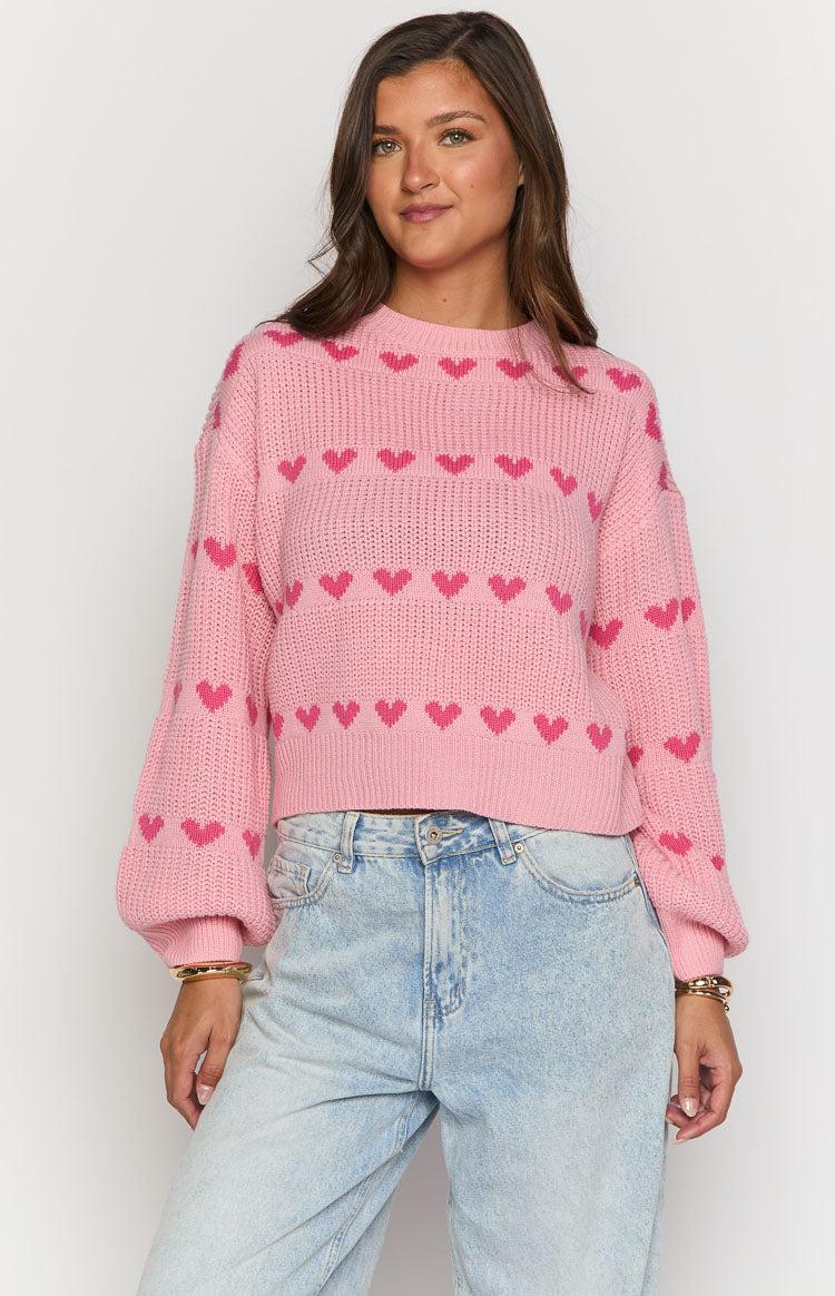 Lovey Pink Heart Stripe Jumper Product Image