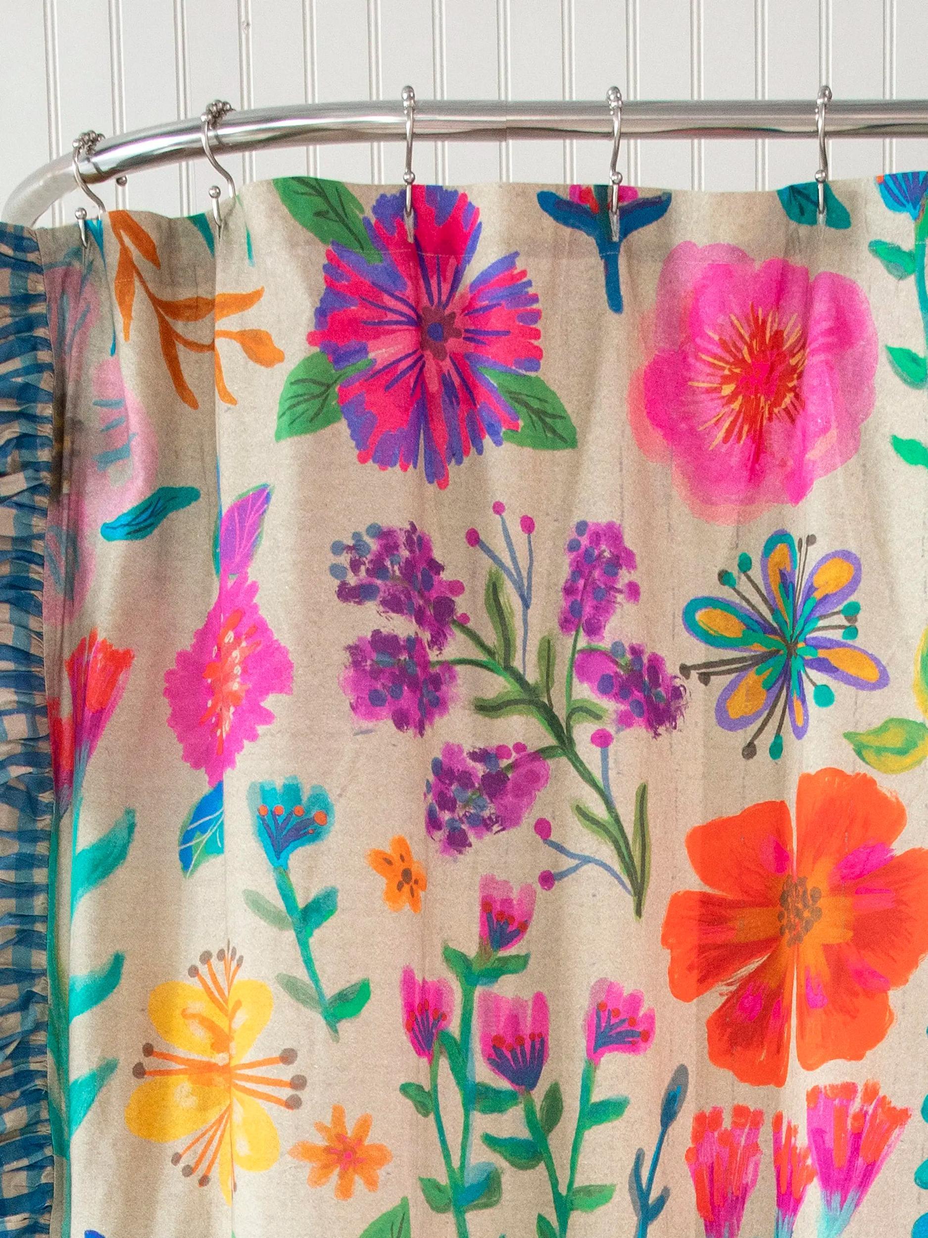 Boho Shower Curtain - Rainbow Garden Cream Product Image