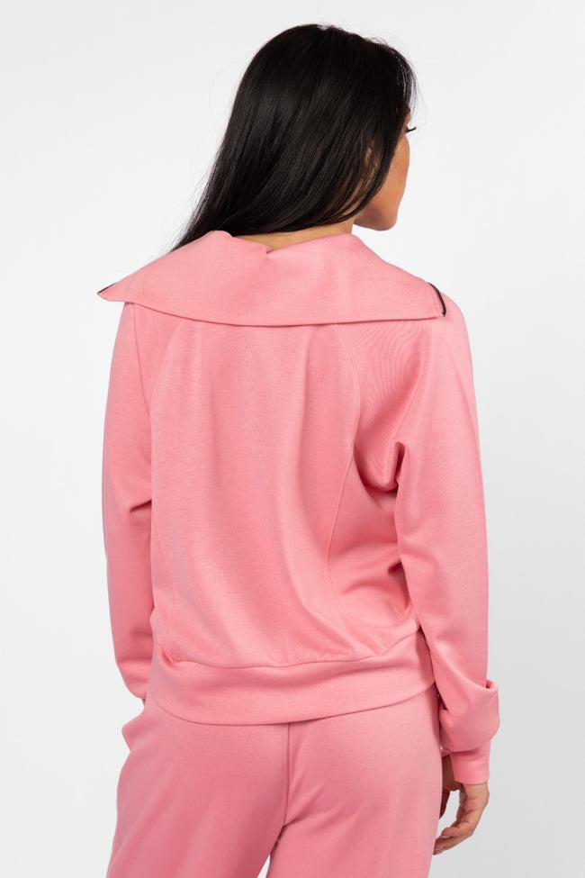 Let's Just Stay Pink Quarter Zip Knit Pullover SALE Product Image