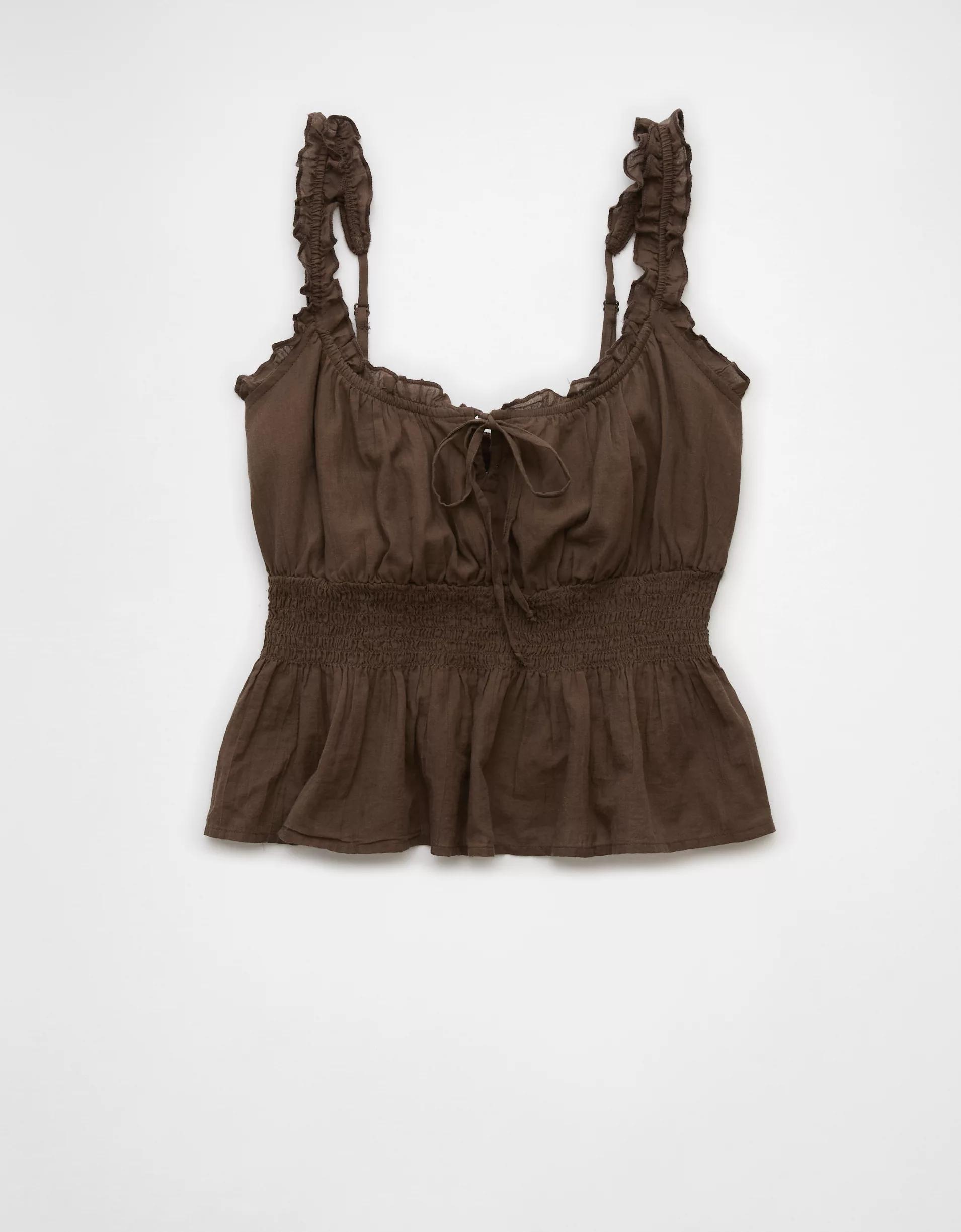 AE Ruched Lace Tank Top Product Image
