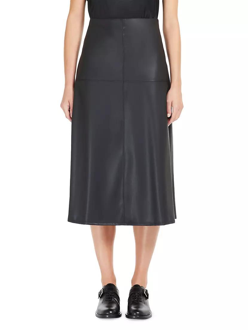 Scilli Faux Leather A-Line Midi-Skirt Product Image