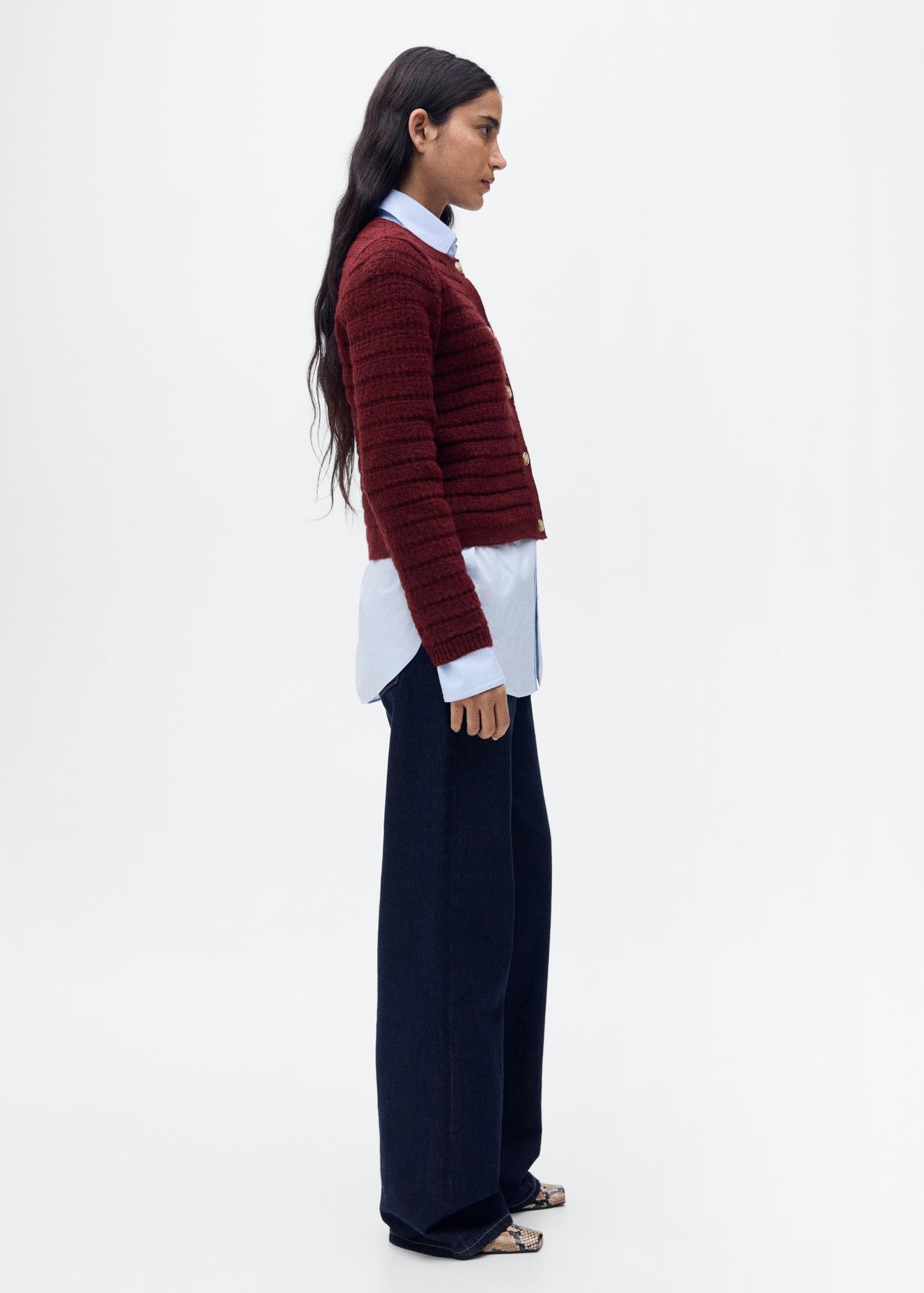 Knitted jacket with openwork details - Women | MANGO USA Product Image