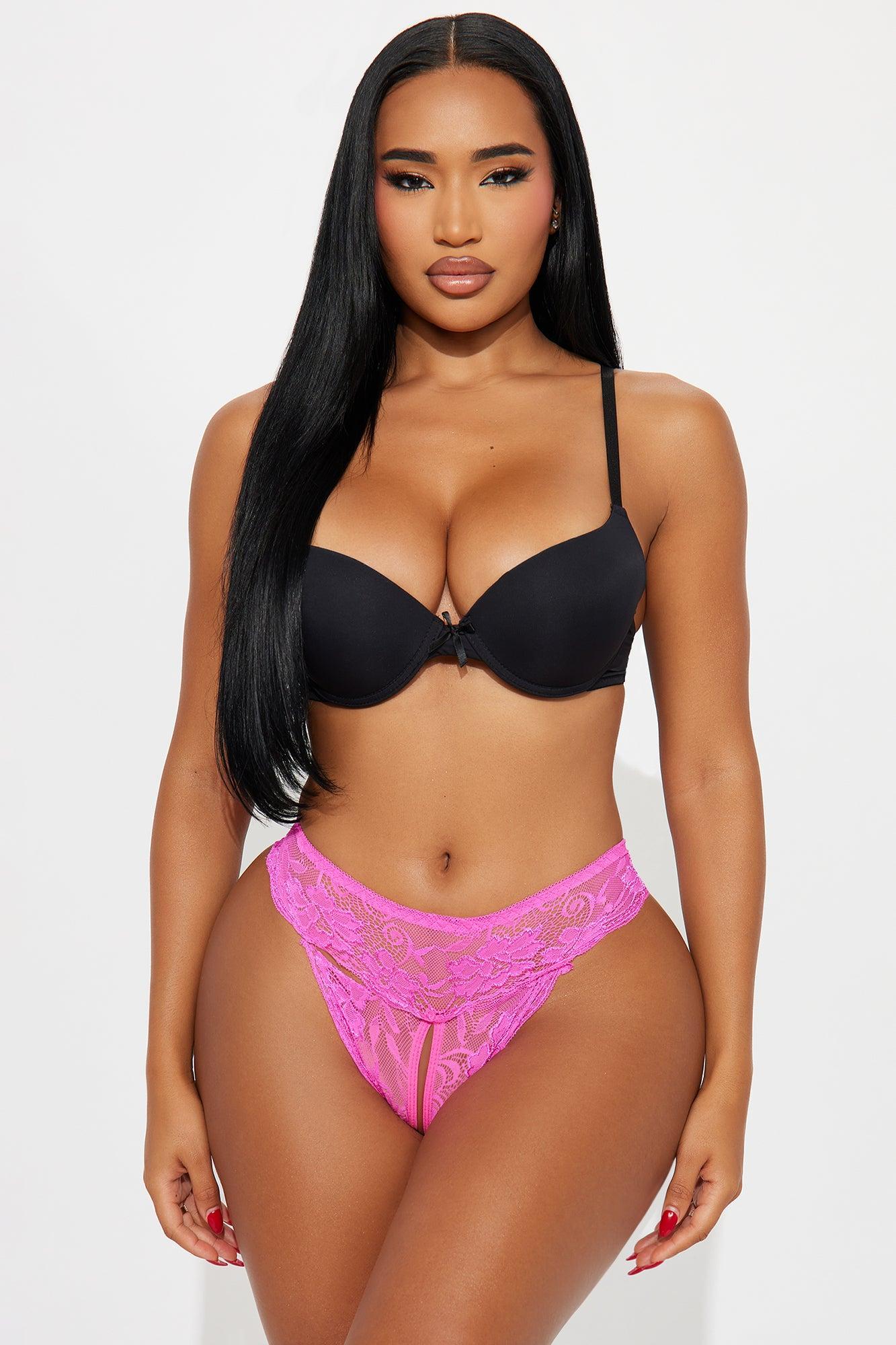 Nikki Lace Crotchless Cheeky Panty - Hot Pink Product Image