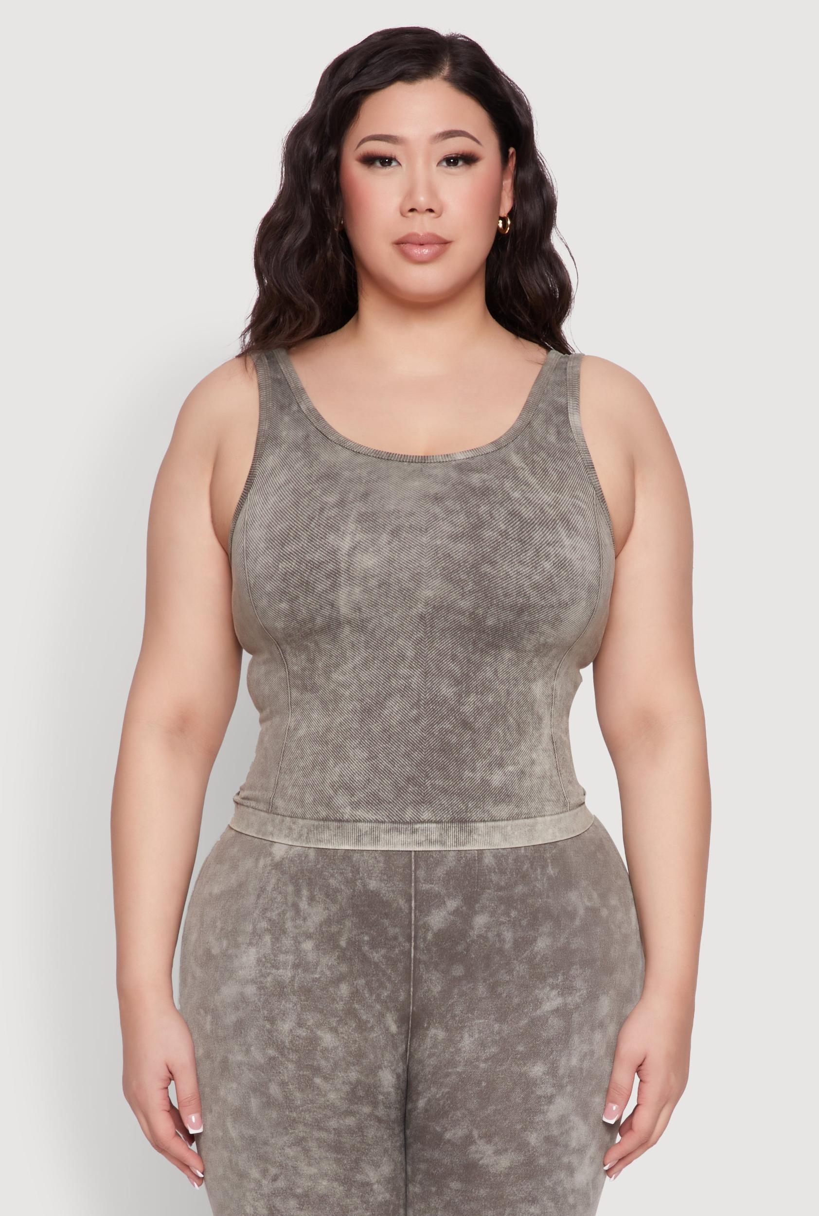 Womens Plus Size Seamless Mineral Wash Tank Top Product Image