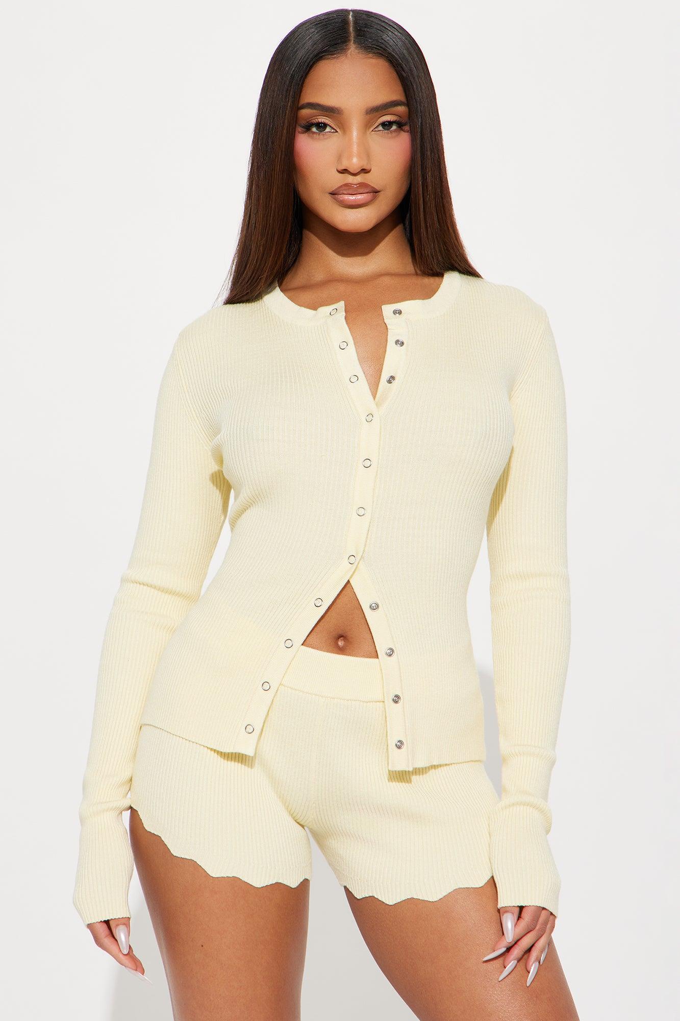 Sunshine Sweater Mirco Short Set - Yellow Product Image
