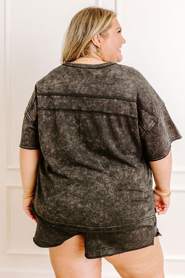 Road Trip Ready Oversized Vintage Wash Tee in Black Curves Product Image