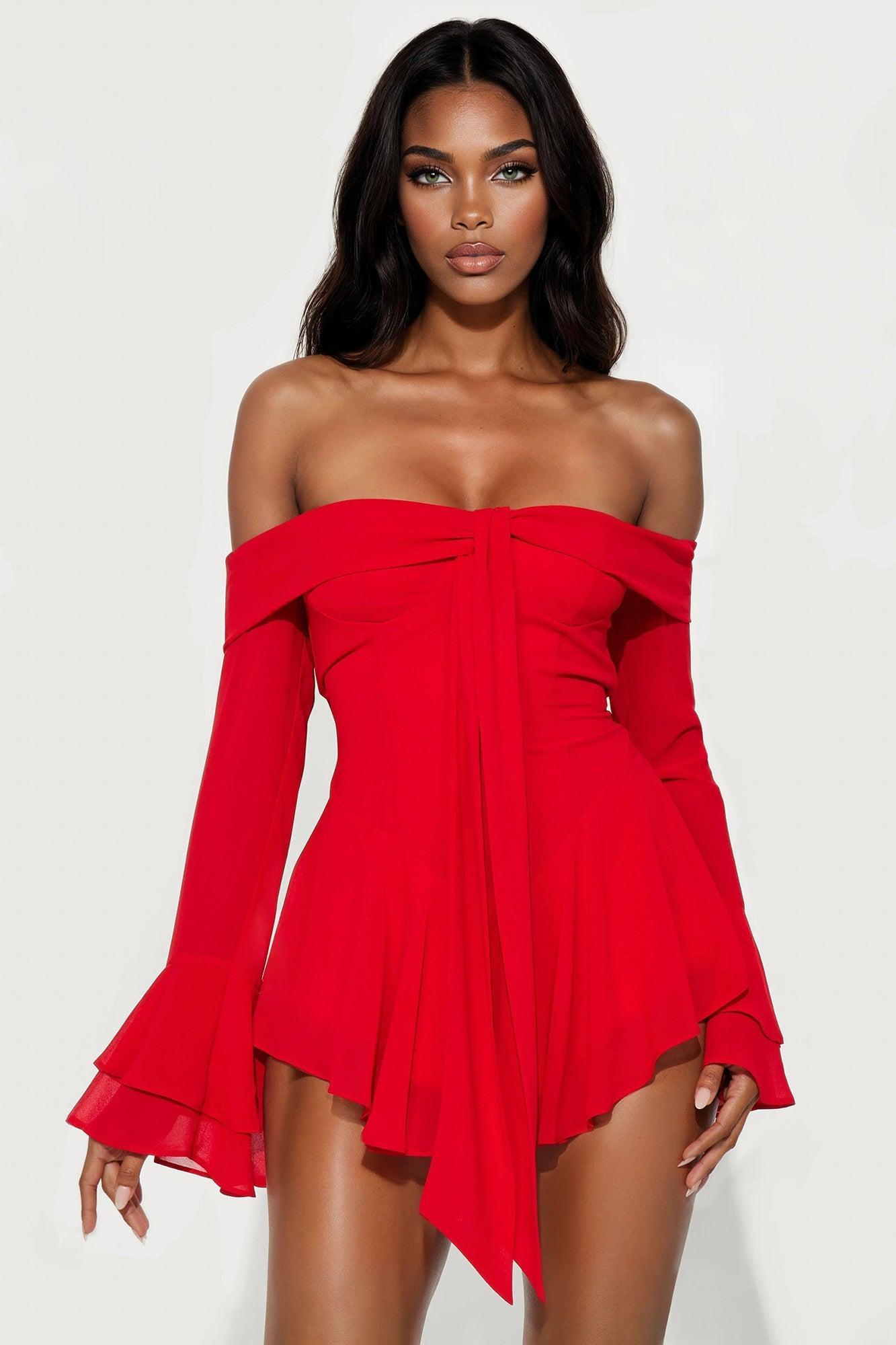 Miranda Micro Mini Dress - Red Product Image