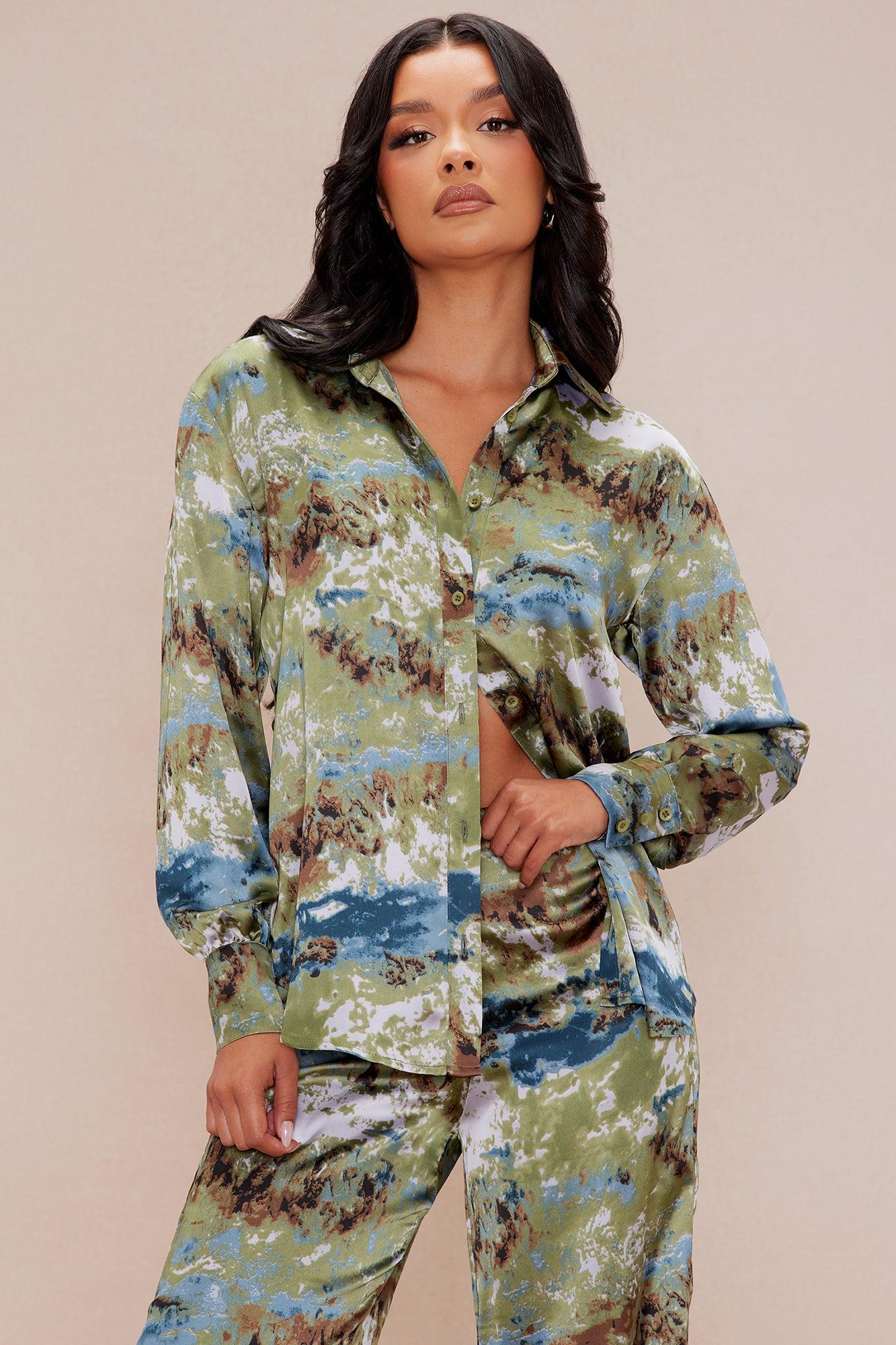Zariah Satin Pant Set - Blue/combo Product Image
