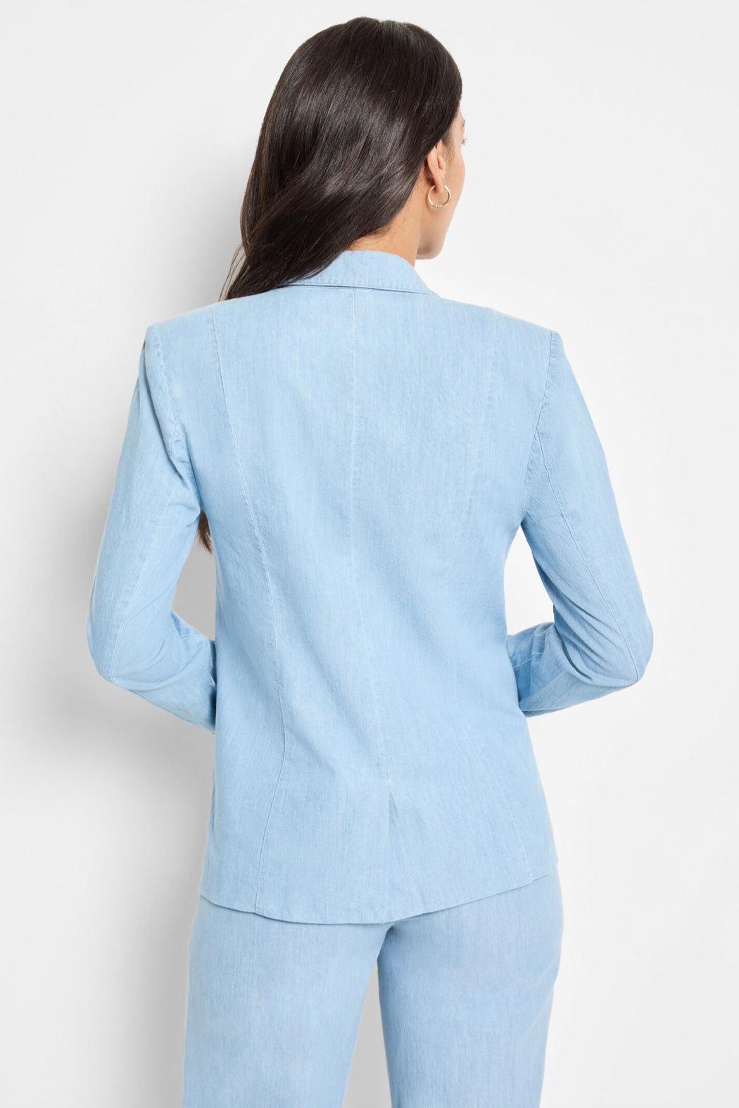 31" Denim Linen Wide Leg Pant- Mid Wash Product Image