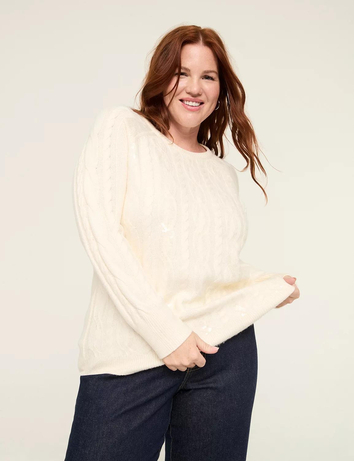 Sequin Cable Knit Sweater Product Image
