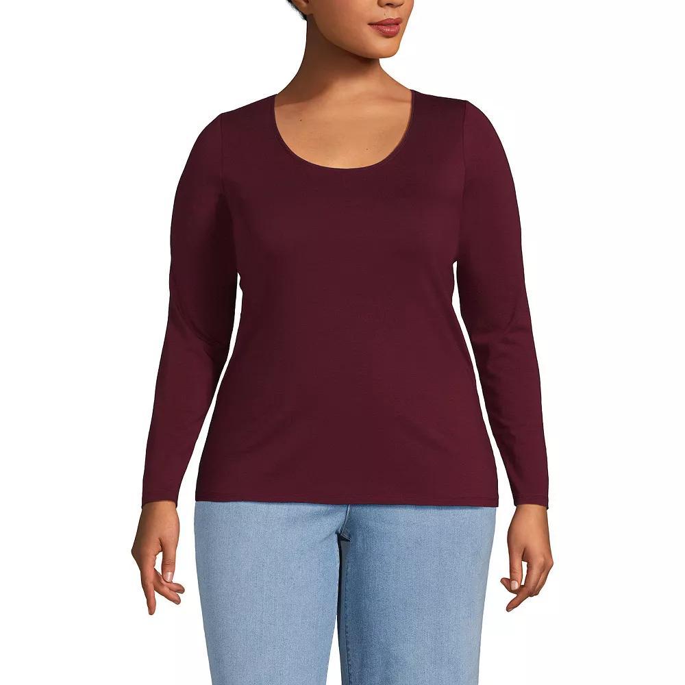 Plus Size Lands' End Lightweight Jersey T-Shirt, Women's, Size: 1XL, Black Product Image