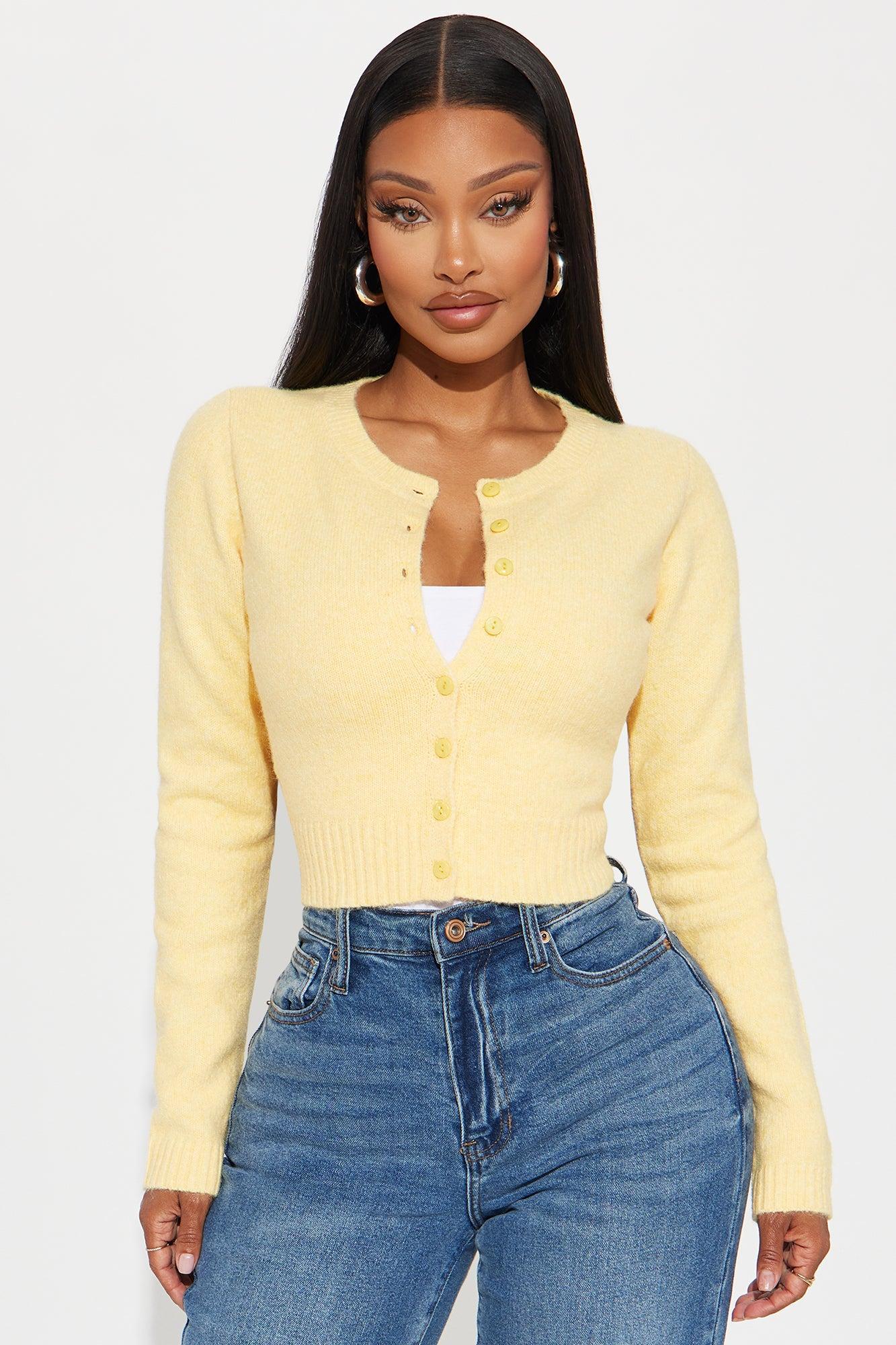 Sweet Sensation Cropped Cardigan - Yellow Product Image