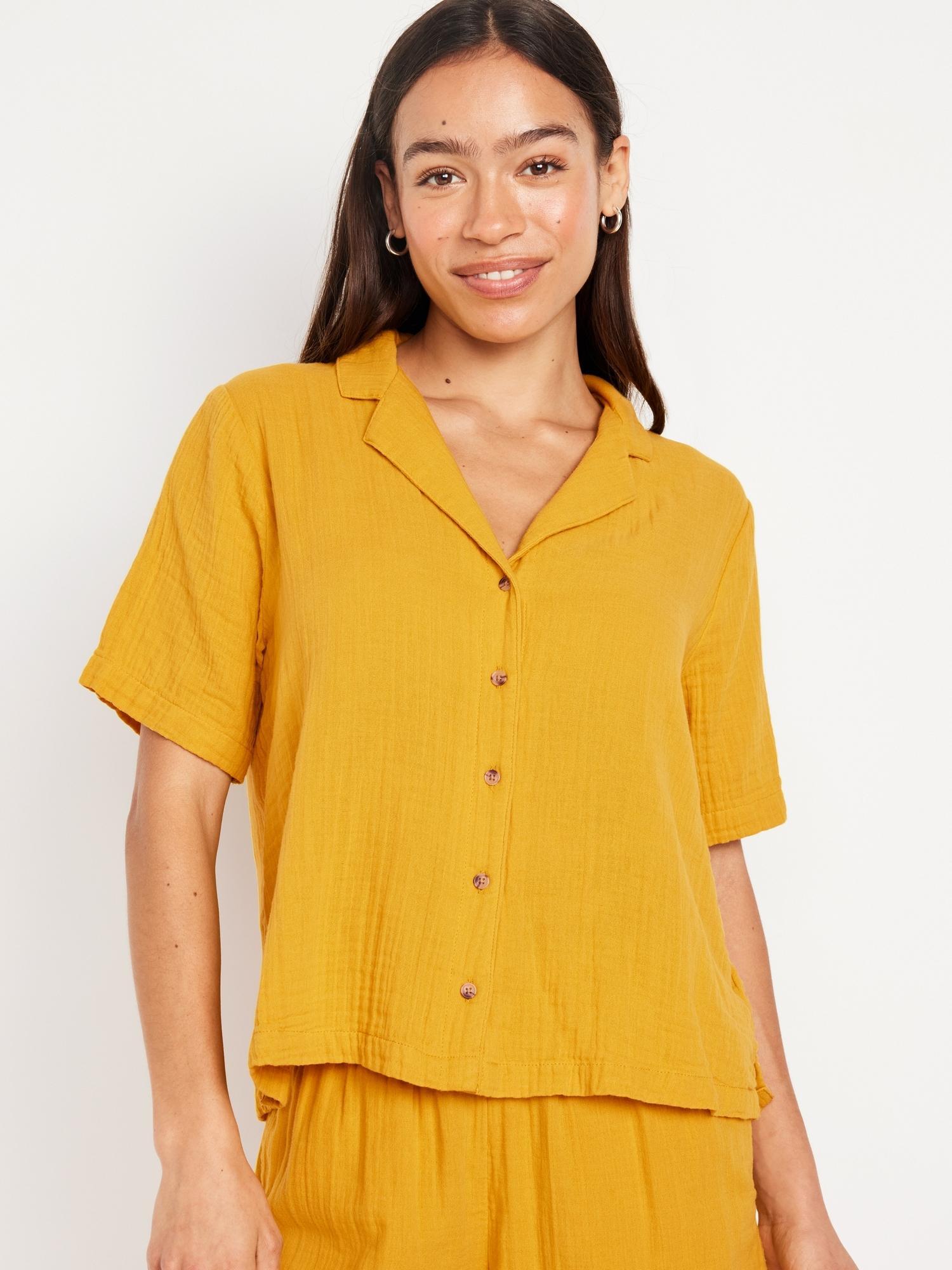 Crinkle Gauze Button-Down Shirt Product Image