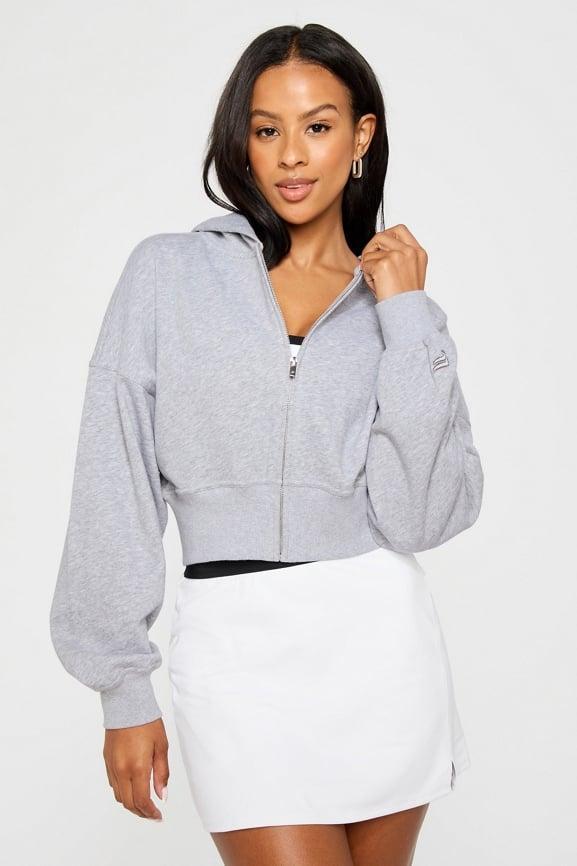 Year Round Terry Cropped Full-Zip Hoodie Product Image