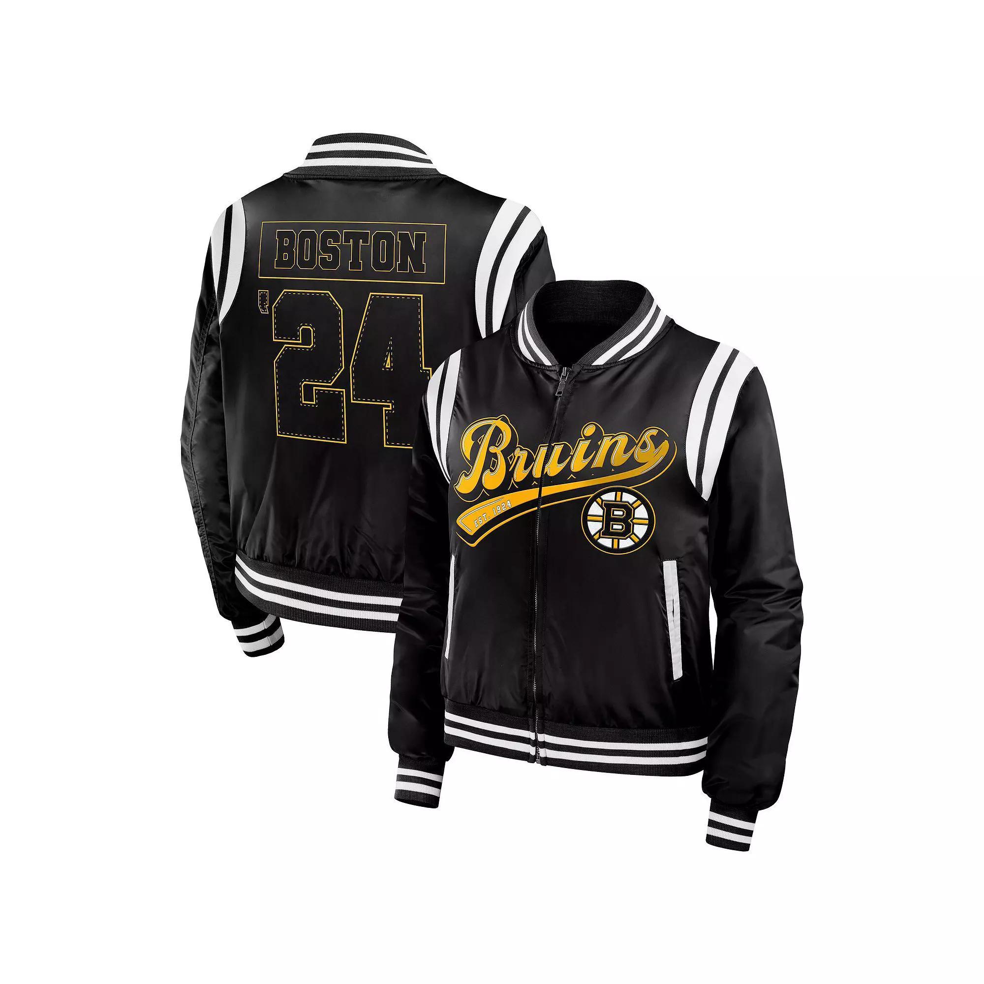 Womens WEAR by Erin Andrews Boston Bruins Baller Full-Zip Bomber Jacket Product Image