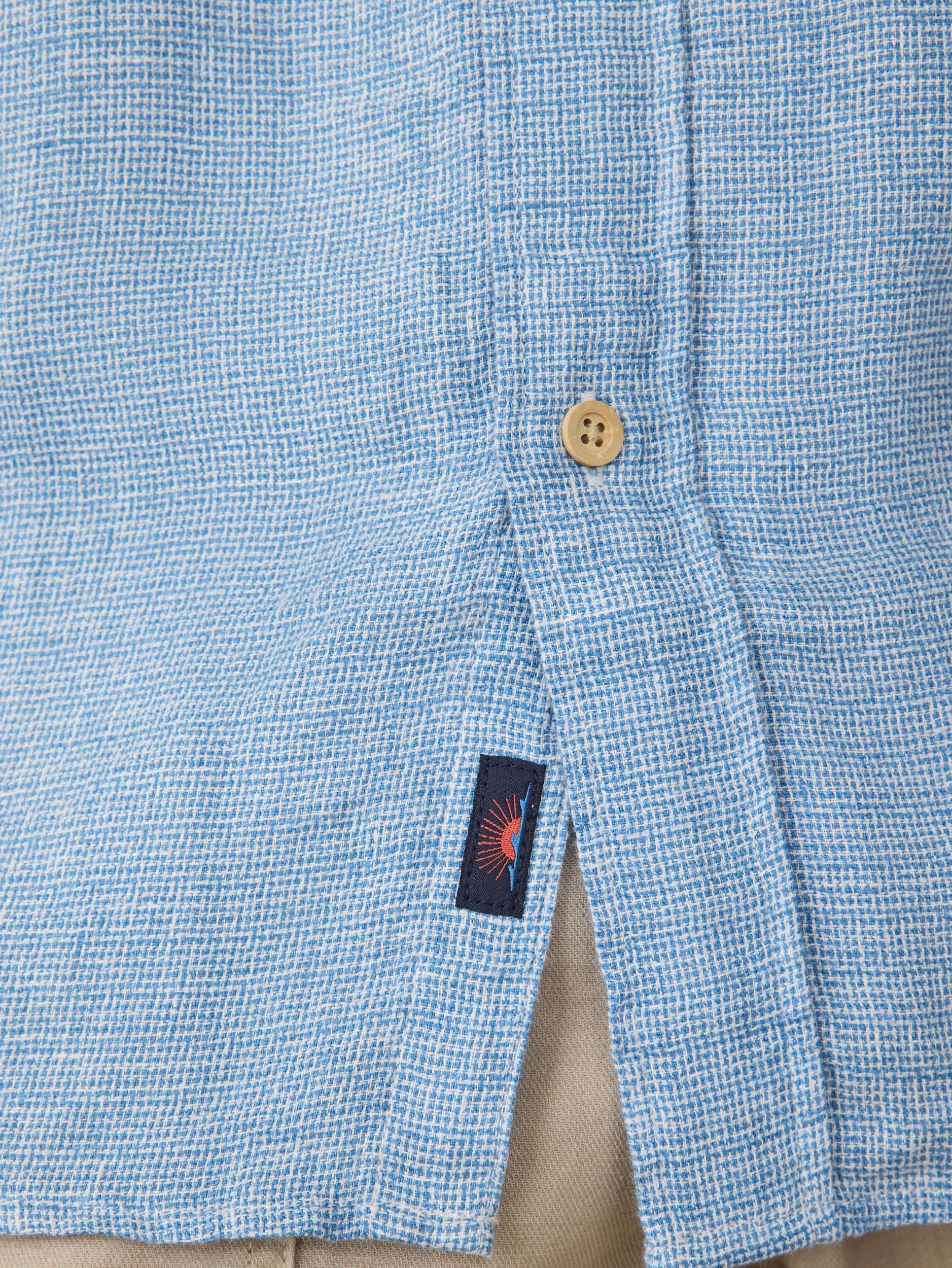 Short-Sleeve Palma Linen Shirt - Blue Basketweave Male Product Image
