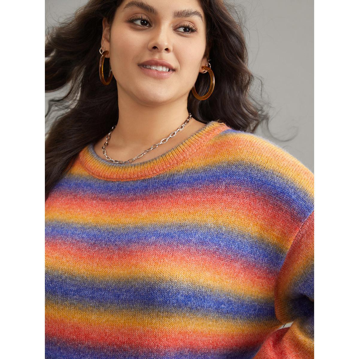 Plus Size Supersoft Essentials Colour Heather Contrast Pullover Multicolor Women Casual Loose Long Sleeve Round Neck Dailywear Pullovers BloomChic 12/L Product Image