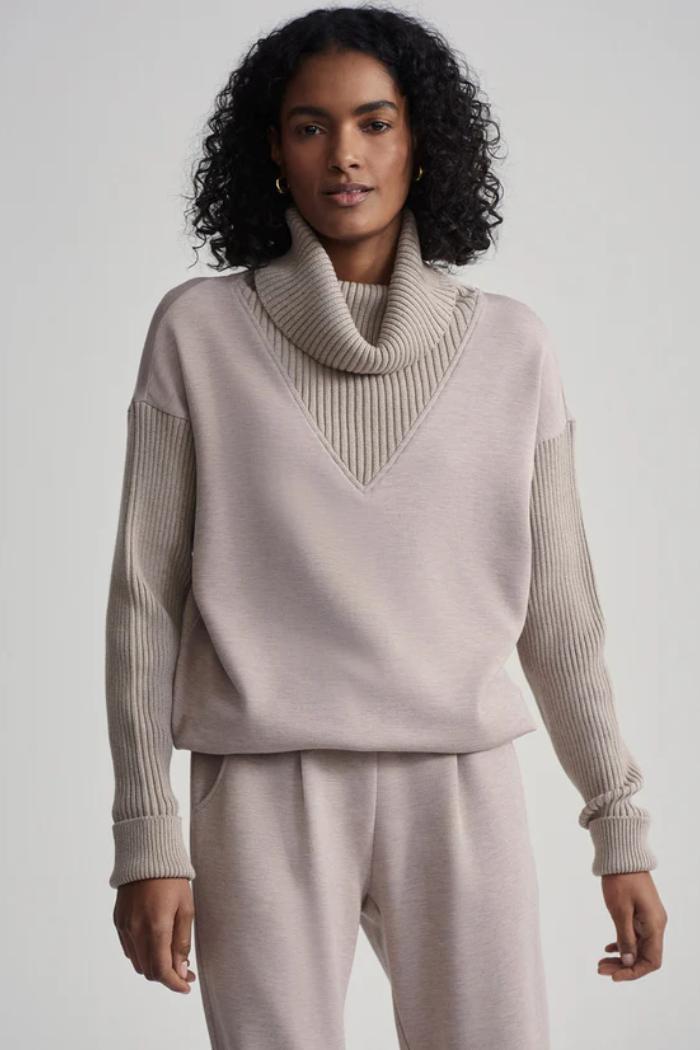 Hannah Cowl Neck Sweater- Taupe Marl Product Image