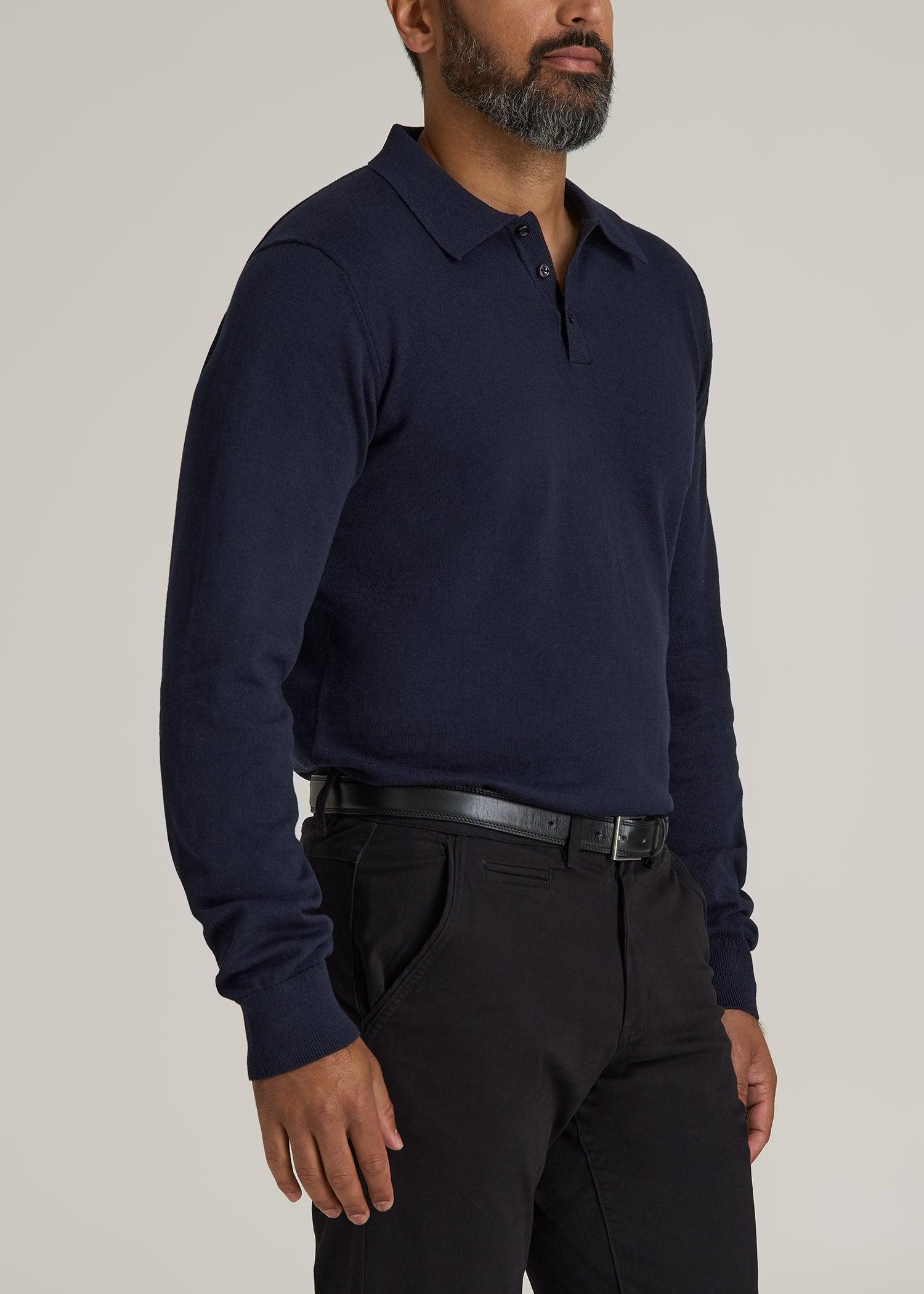 Men’s Tall Polo Sweater in Evening Blue Male Product Image