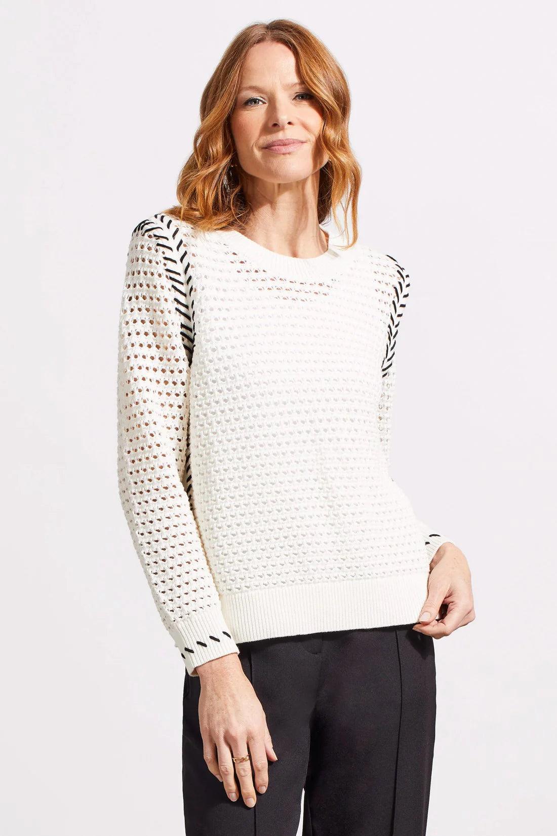 OPEN STITCH CREW NECK SWEATER Product Image