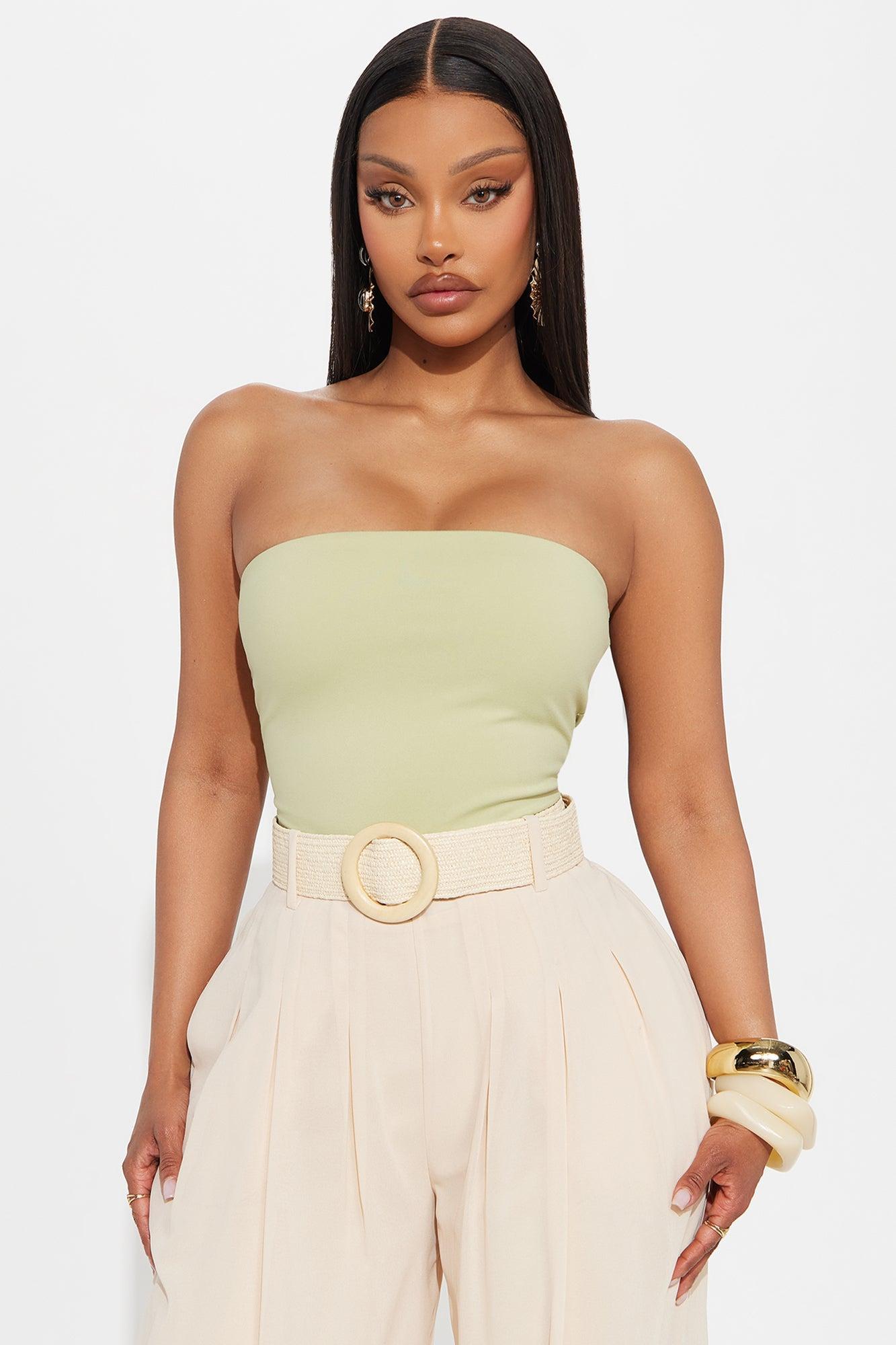 Alli Double Lined  Strapless Bodysuit - Sage Product Image