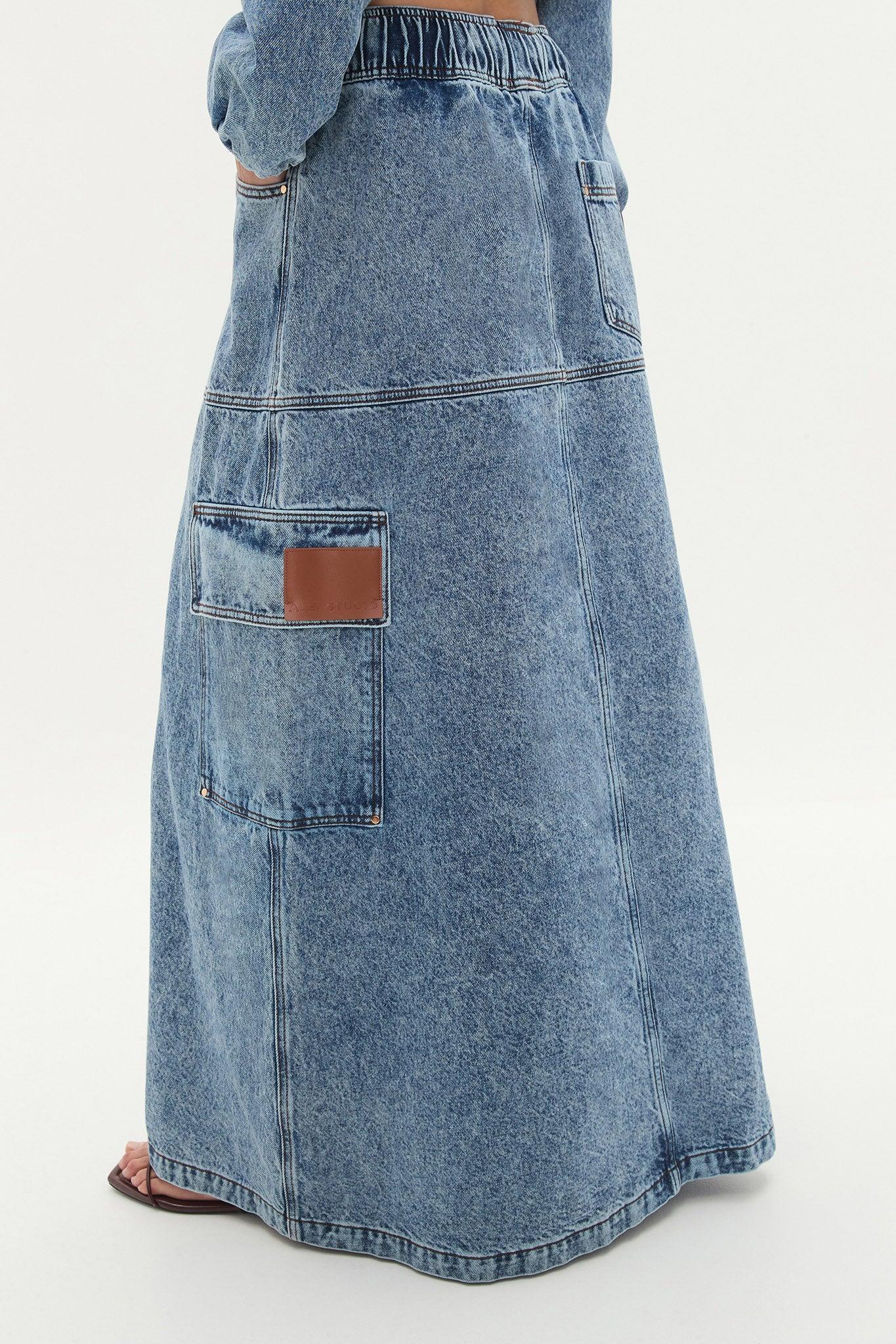 Blues Denim Maxi Skirt Product Image