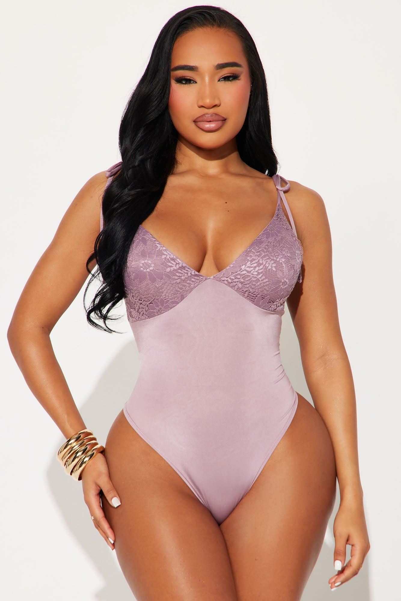 Daydreaming Tie Shoulder Bodysuit - Mauve Product Image