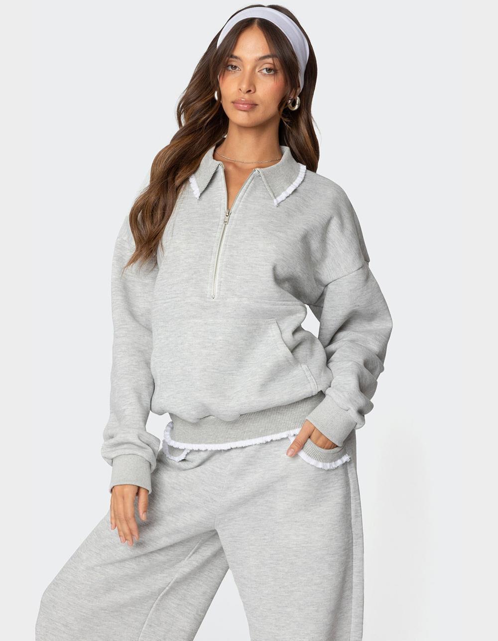 EDIKTED Ashtin Ruffle Trim Sweatshirt Product Image
