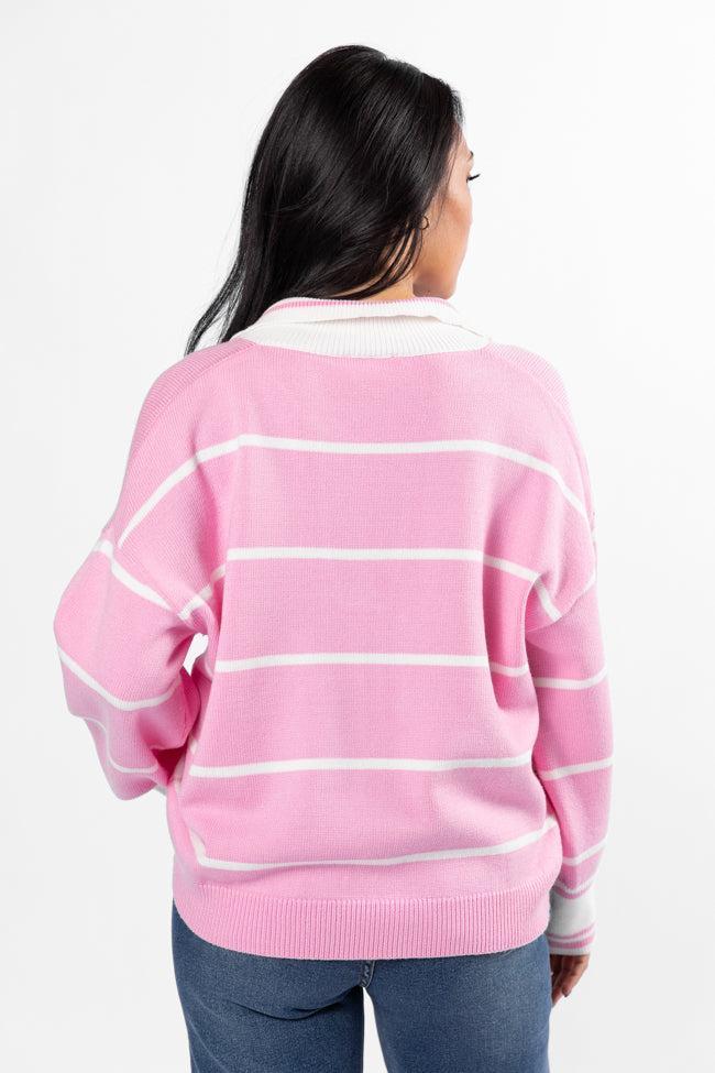 Imagine That Pink Striped Collared Sweater FINAL SALE Product Image