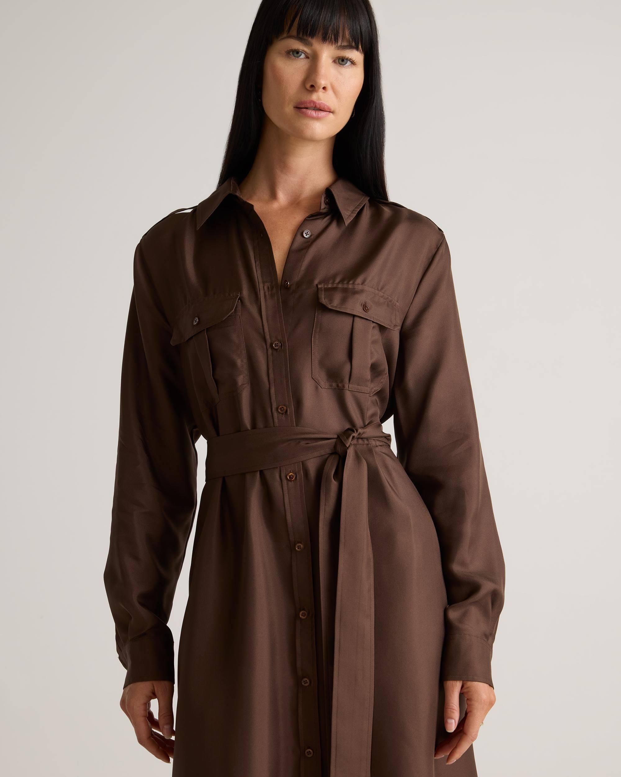 Quince | Women's 100% Silk Twill Utility Shirt Dress Product Image