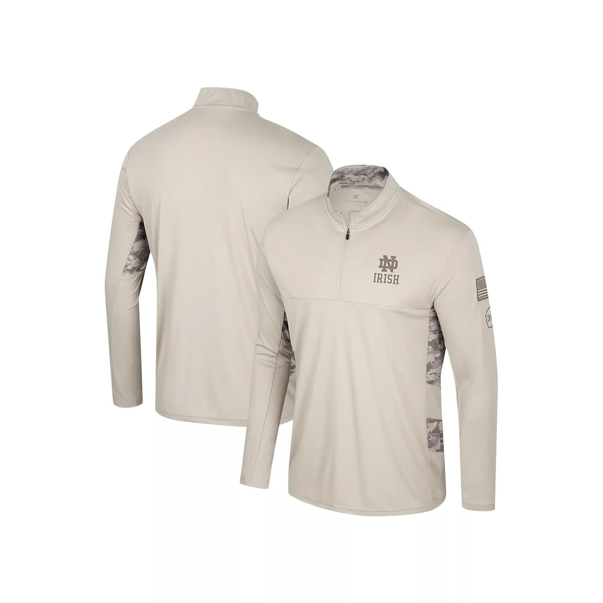 Men's Colosseum Natural Michigan State Spartans OHT Military Appreciation Quarter-Zip Jacket, Size: 3XL, Beige Product Image