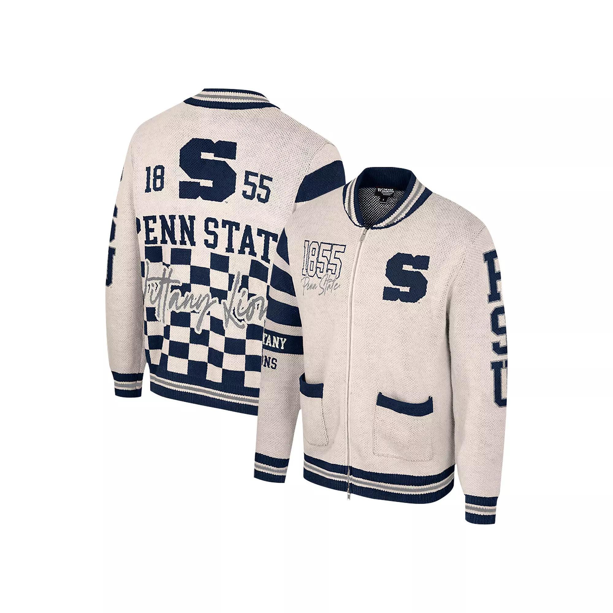 Women's Colosseum Cream Penn State Nittany Lions Jacquard Full-Zip Sweater, Size: XXL, Beige Product Image