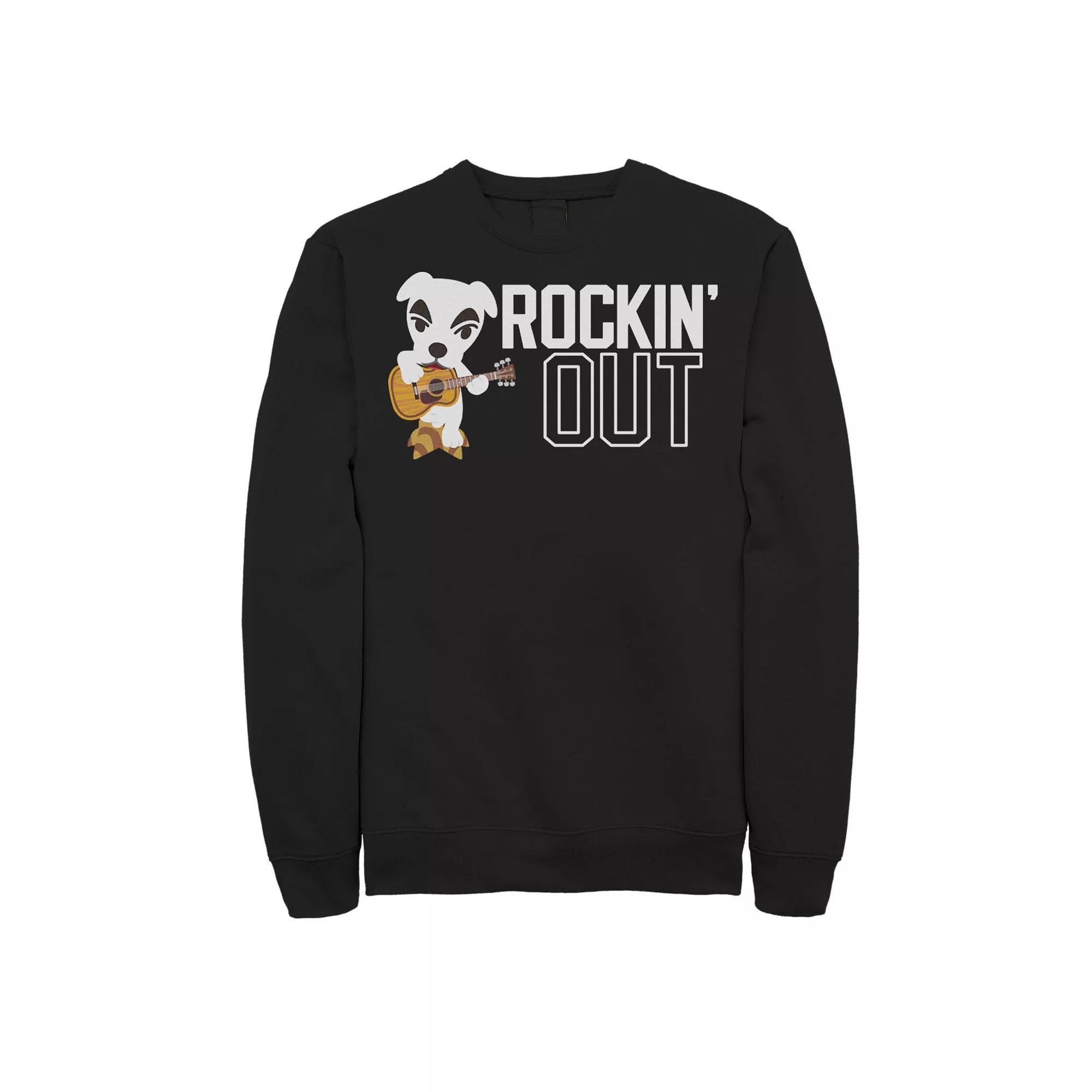 Men's Animal Crossing Rockin Out Poster Sweatshirt, Size: Small, Black Product Image