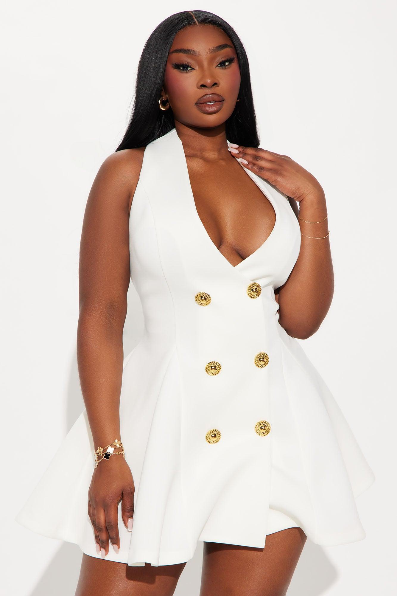 Queen Of Everything Pleated Mini Dress - White Product Image