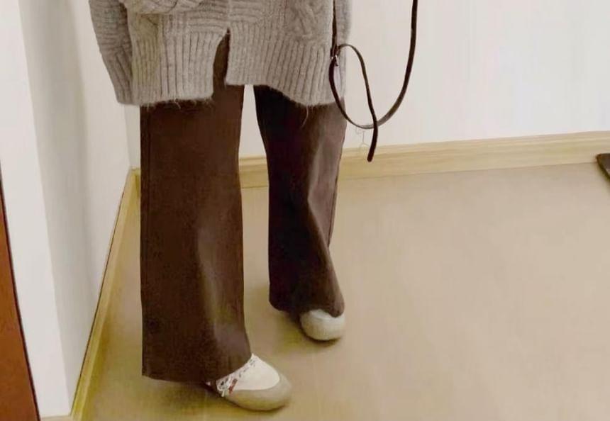 Plain Cable Knit Open Front Cardigan Product Image
