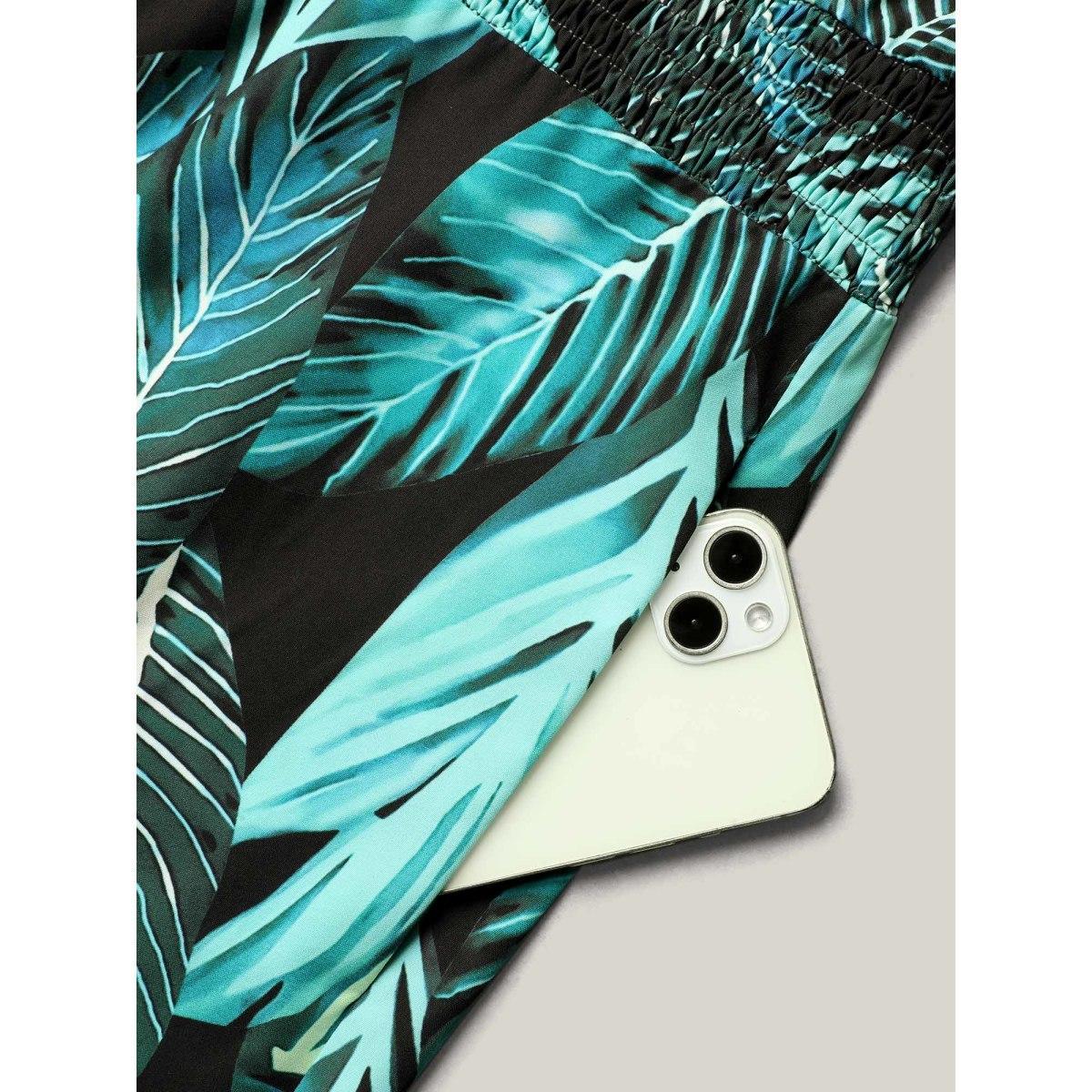 Plus Size Black Tropical Print Waist-Cinched Pockets Jumpsuit Women Resort Sleeveless Overlap Collar Vacation Loose Jumpsuits BloomChic 26/4X Product Image